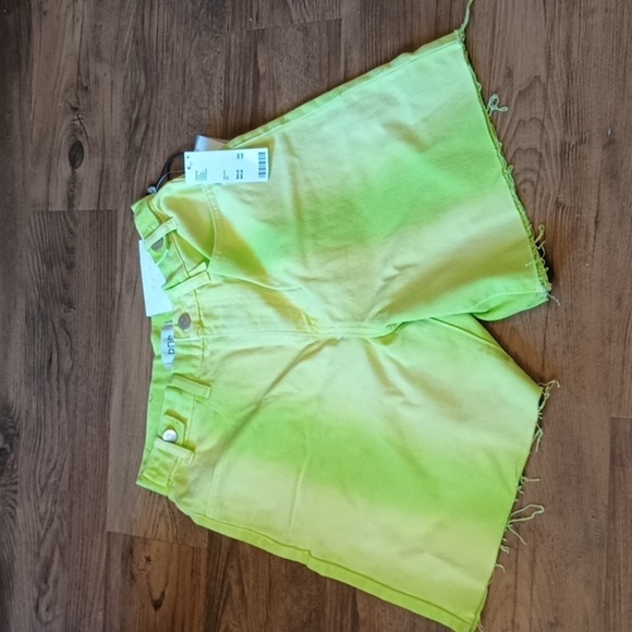BDG Urban Outfitters Lime Green Striped Longline Carpenter Short BBB - Picture 1 of 4